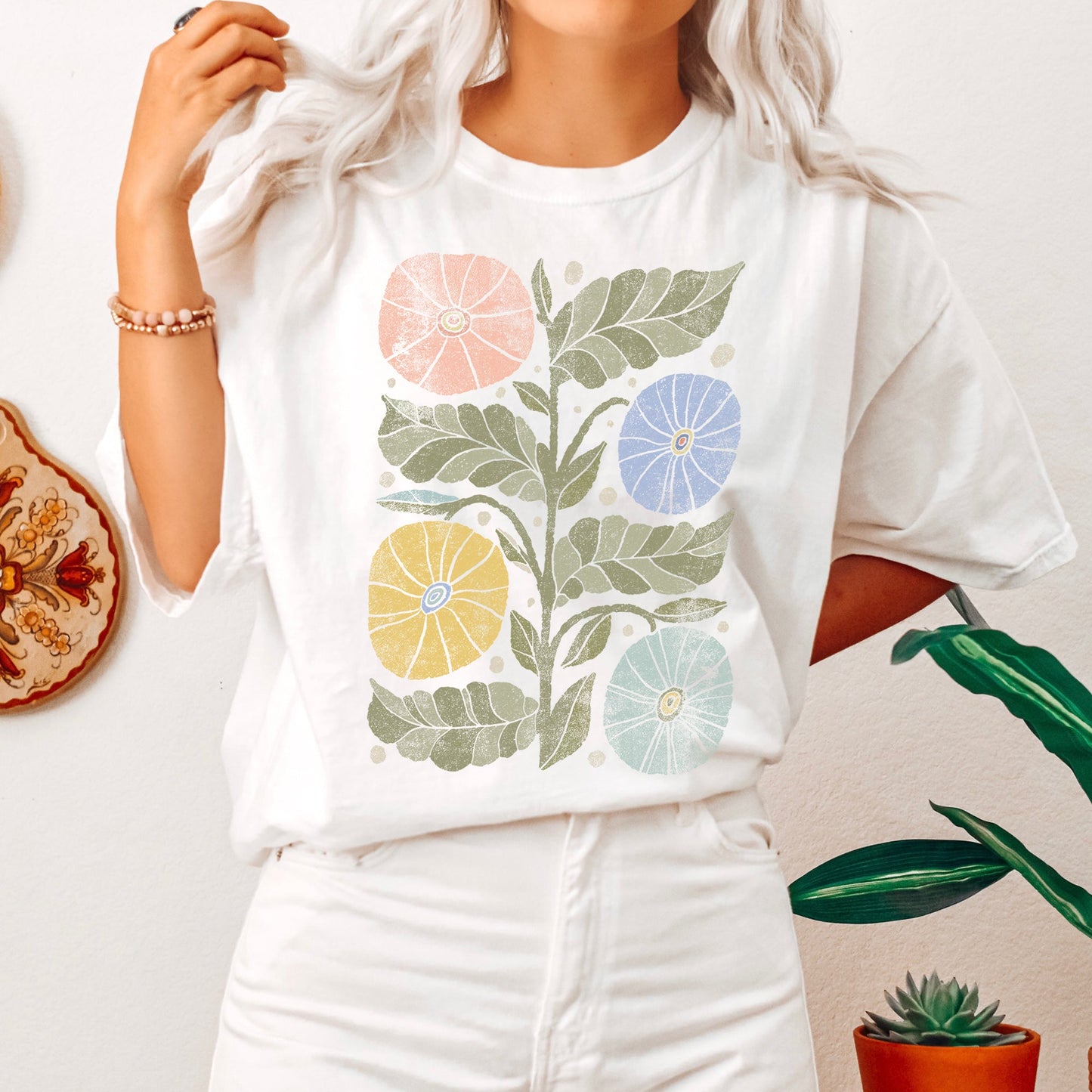 Boho Folk Art Chic Flower Comfort Colors Tshirt