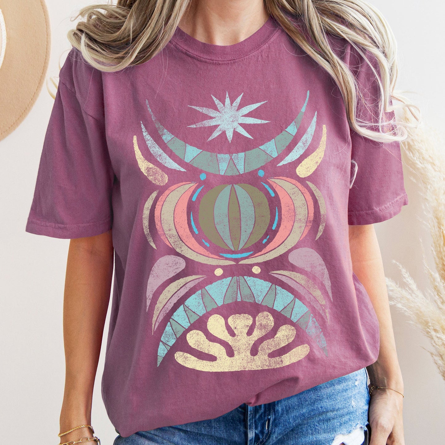 Boho Folk Art Celestial Star Comfort Colors Tshirt