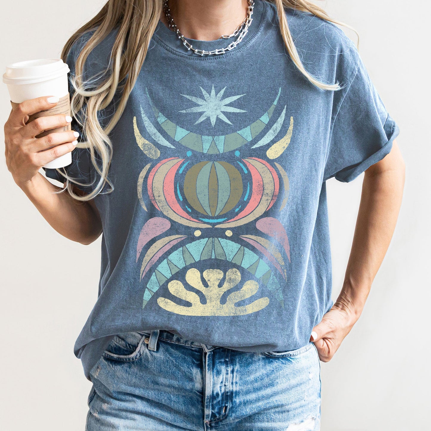Boho Folk Art Celestial Star Comfort Colors Tshirt