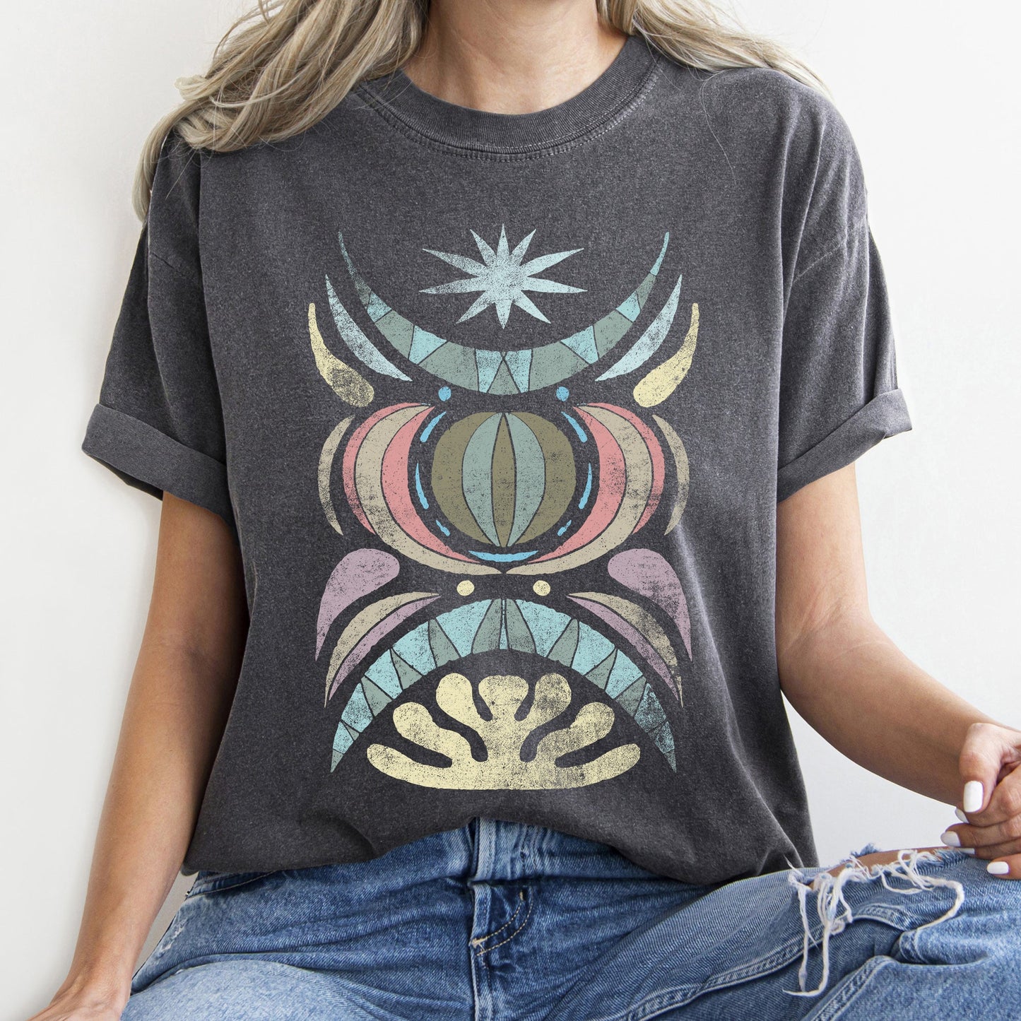 Boho Folk Art Celestial Star Comfort Colors Tshirt