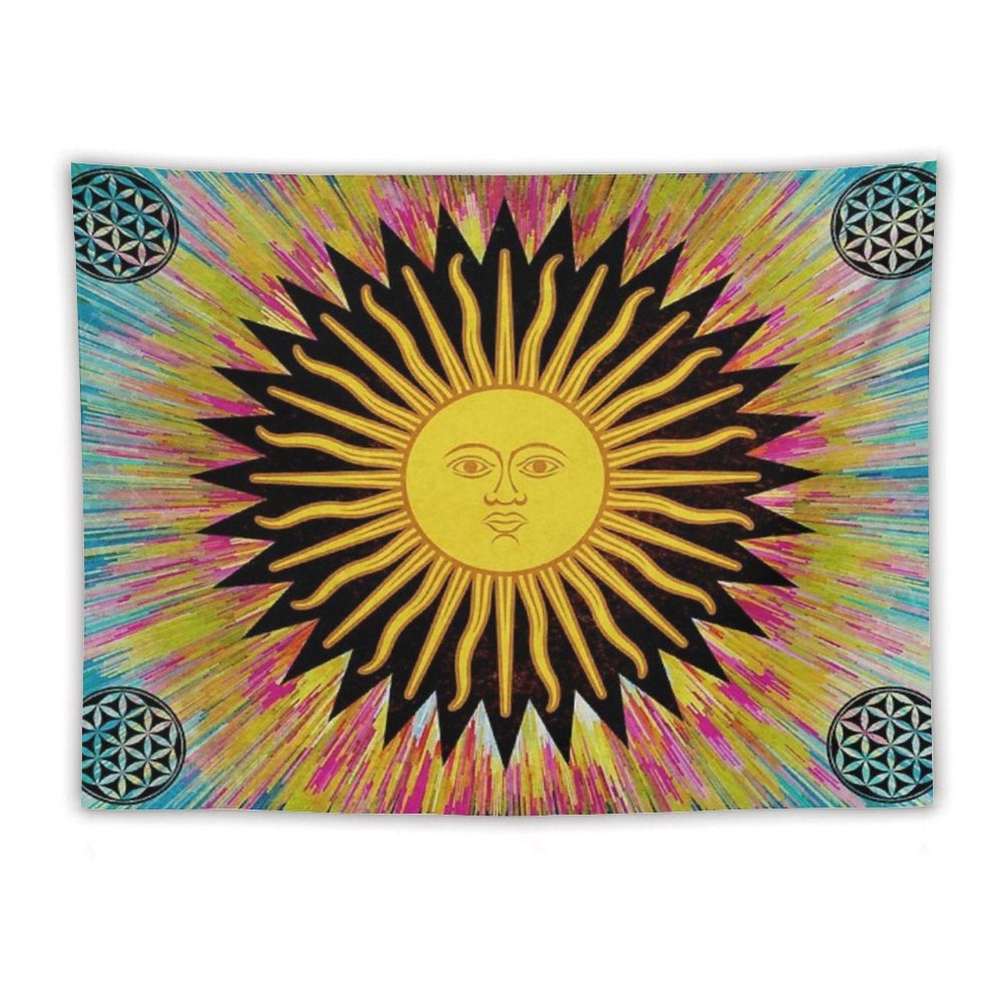 Psychedelic Sun Star Bohemian Zen Hippie Festival Tapestry