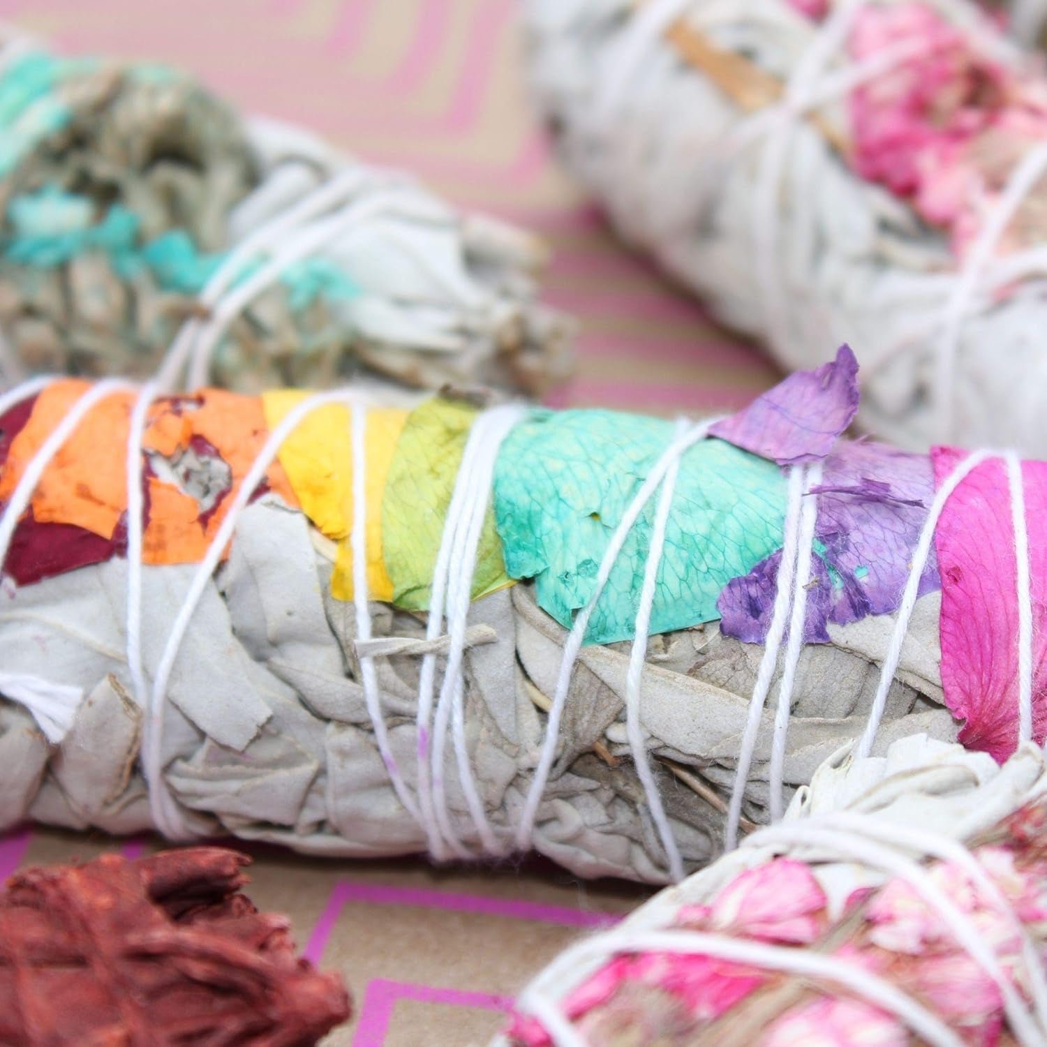 DOX + LAMB 7PC Variety White Sage Kit, Beginner Smudging Bundle, Lavender, Chakra, Rose Flower Sage, Rosemary, Dragon Blood, Palo Santo. Meditation, New Home Cleansing, Manifest (7 PC Sage Kit)