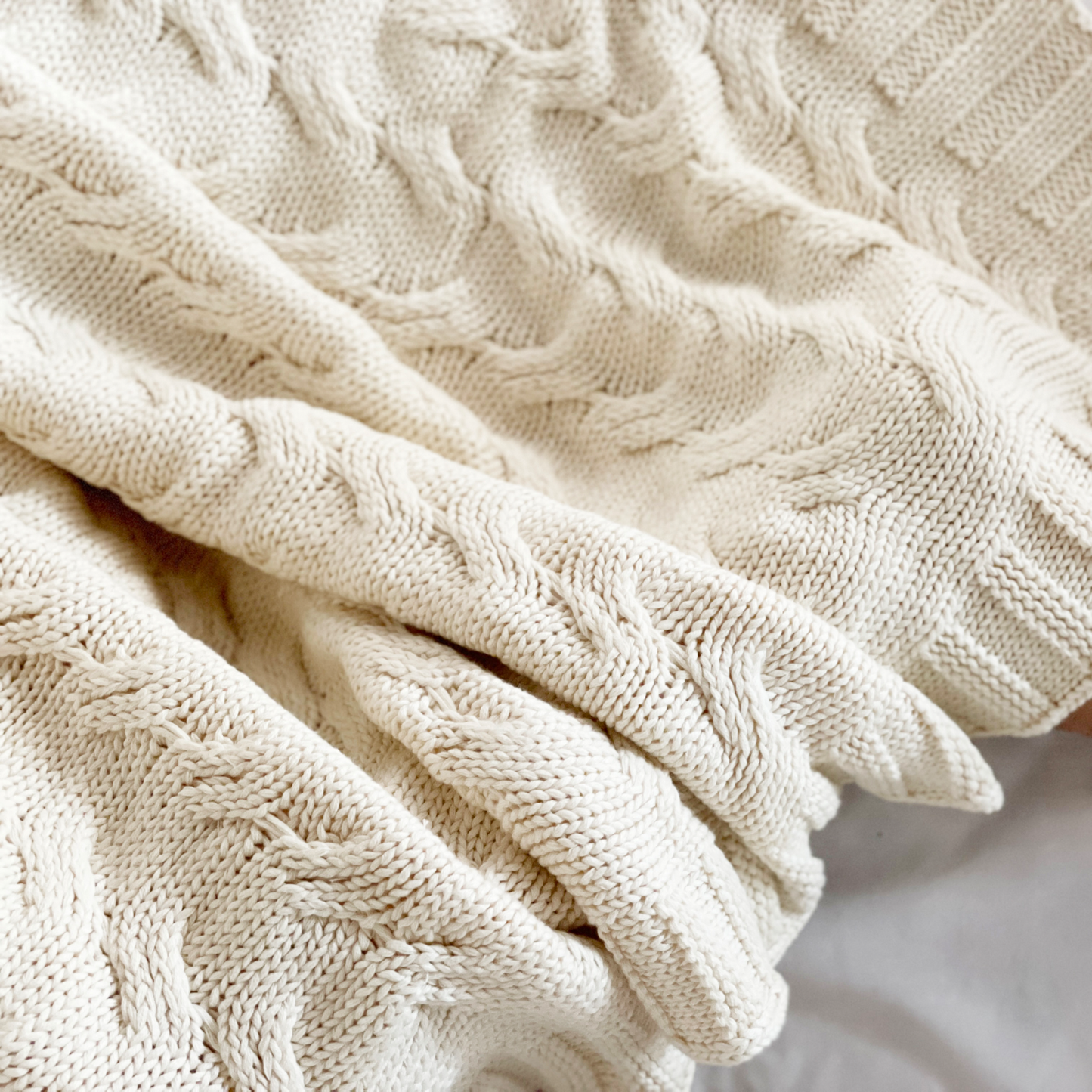 Chunky Cable Organic Cotton Throw Blanket