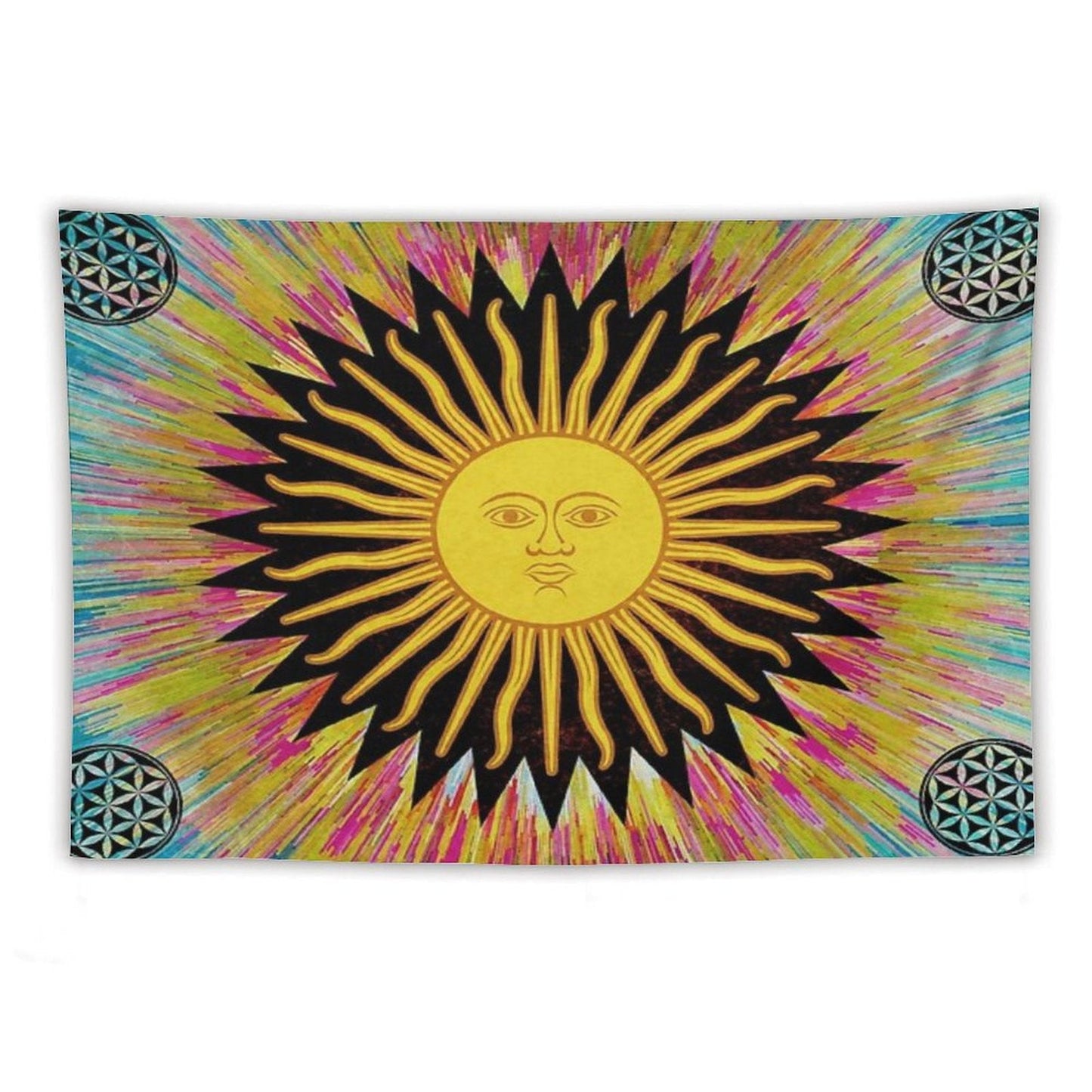 Psychedelic Sun Star Bohemian Zen Hippie Festival Tapestry
