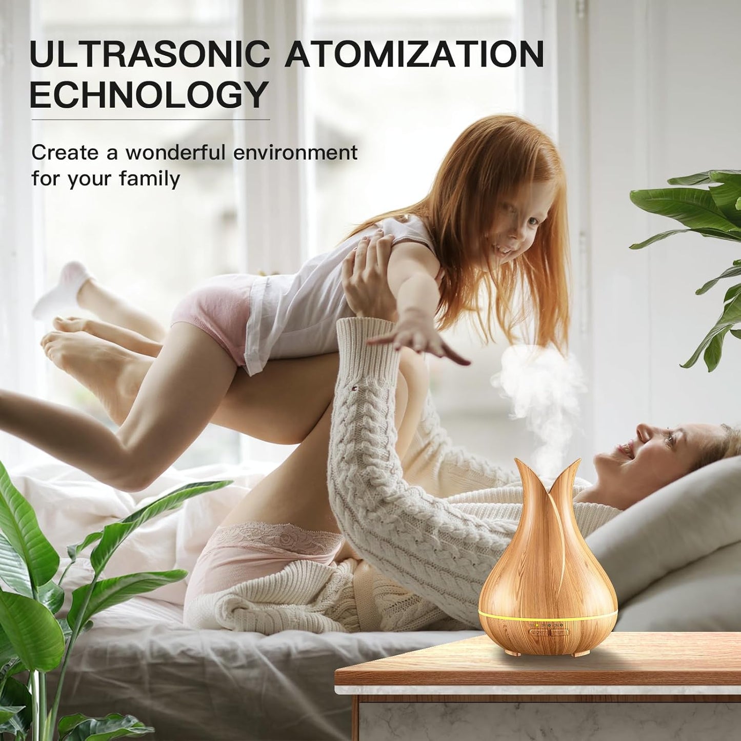 Essential Oil Diffusers, Cute Small Aromatherapy Diffuser with 3 Timers& 7 Ambient Light, Ultra-Quiet Oil Diffuser for Room Home Office(150Ml), Wood