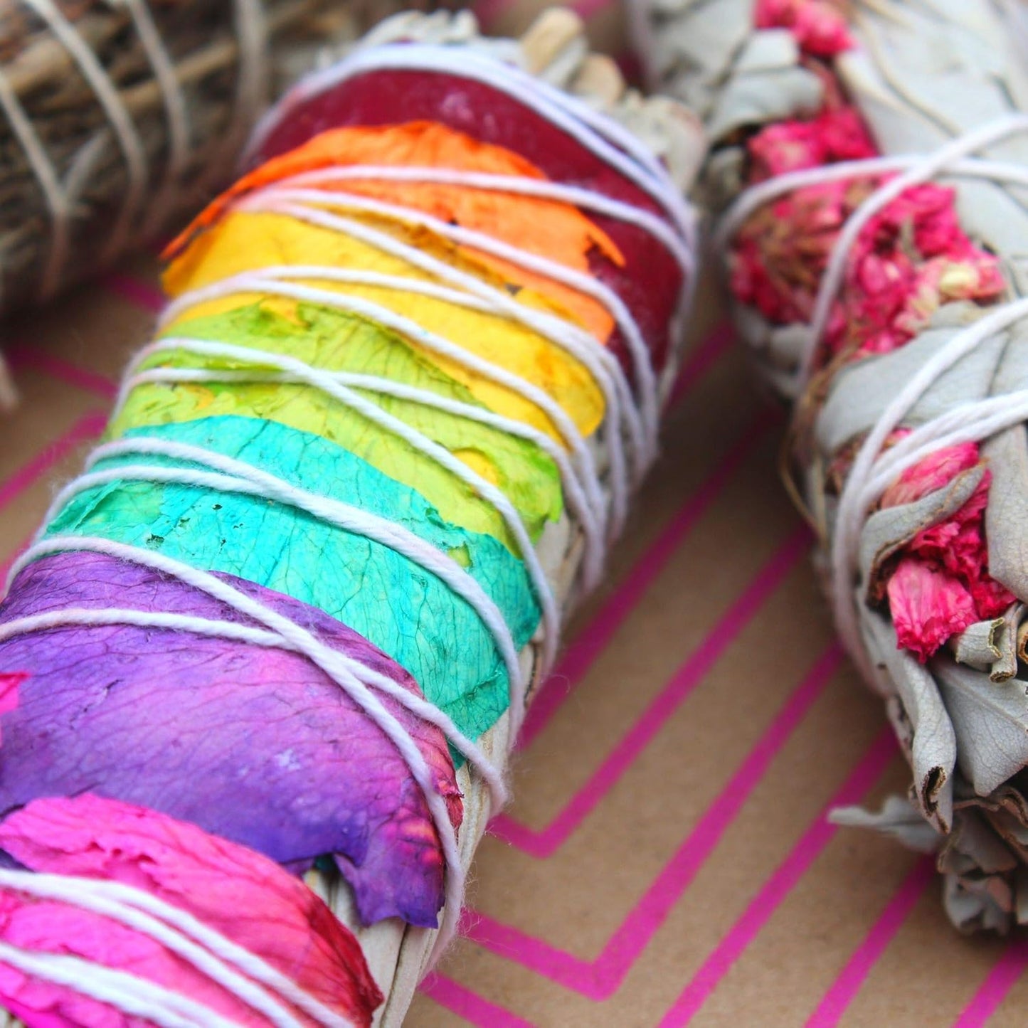 DOX + LAMB 7PC Variety White Sage Kit, Beginner Smudging Bundle, Lavender, Chakra, Rose Flower Sage, Rosemary, Dragon Blood, Palo Santo. Meditation, New Home Cleansing, Manifest (7 PC Sage Kit)