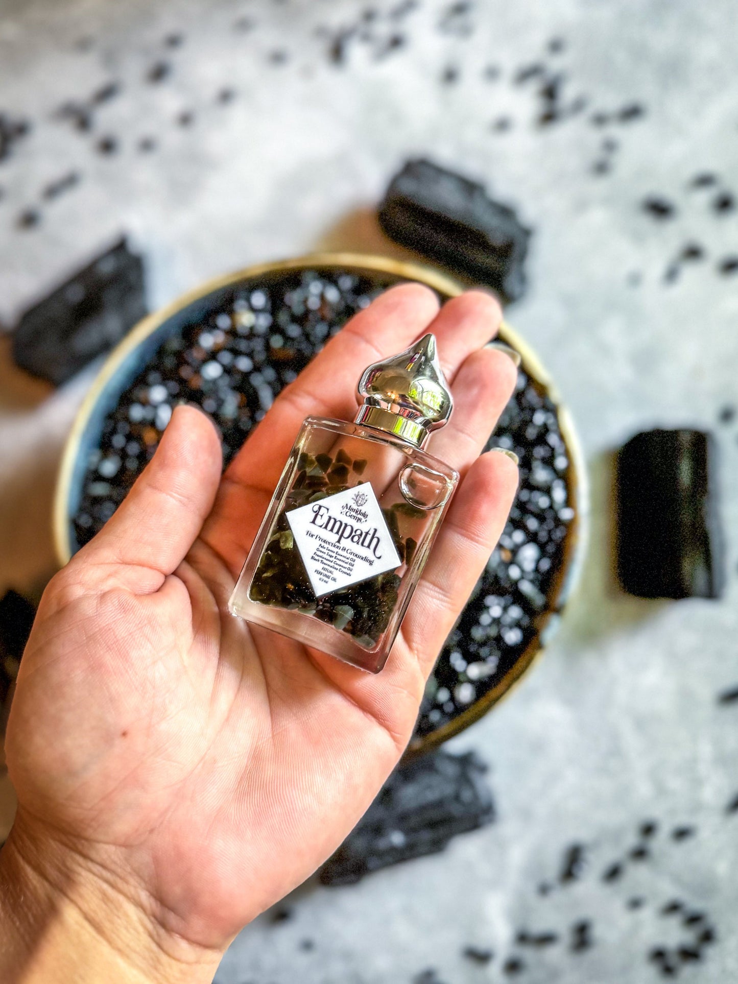 EMPATH PROTECTION Crystal Infused Natural Perfume Oil with Black Tourmaline