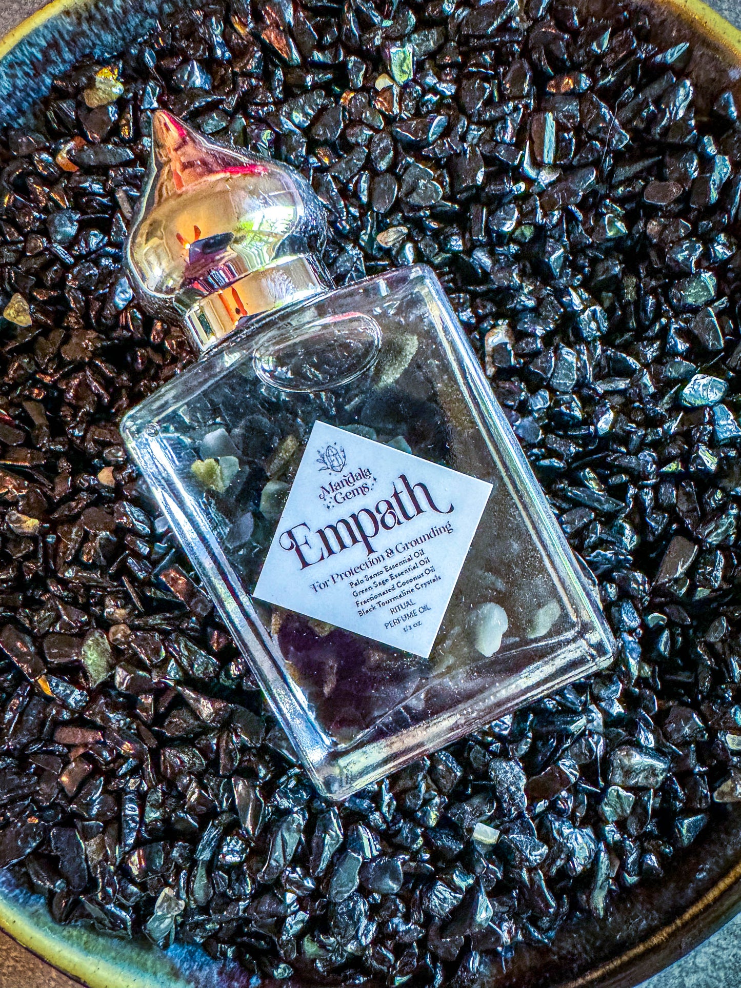 EMPATH PROTECTION Crystal Infused Natural Perfume Oil with Black Tourmaline