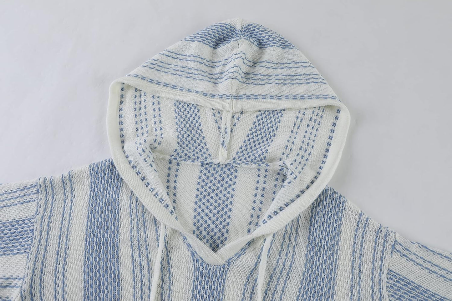 Womens Baja Lightweight Beach Hoodie Boho Mexican Striped Sweaters Drawstring Hooded Sweatshirts with Pocket