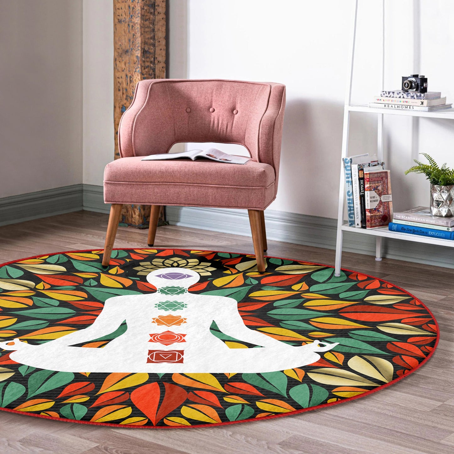 Seven Chakra Yoga Round Rug , Meditation Room Circle Carpet, Yoga Room