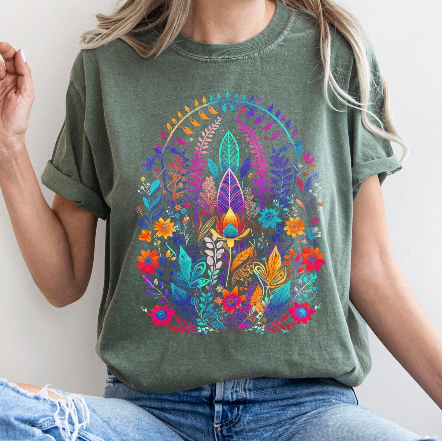 Floral Boho Festival Comfort Colors Tshirt