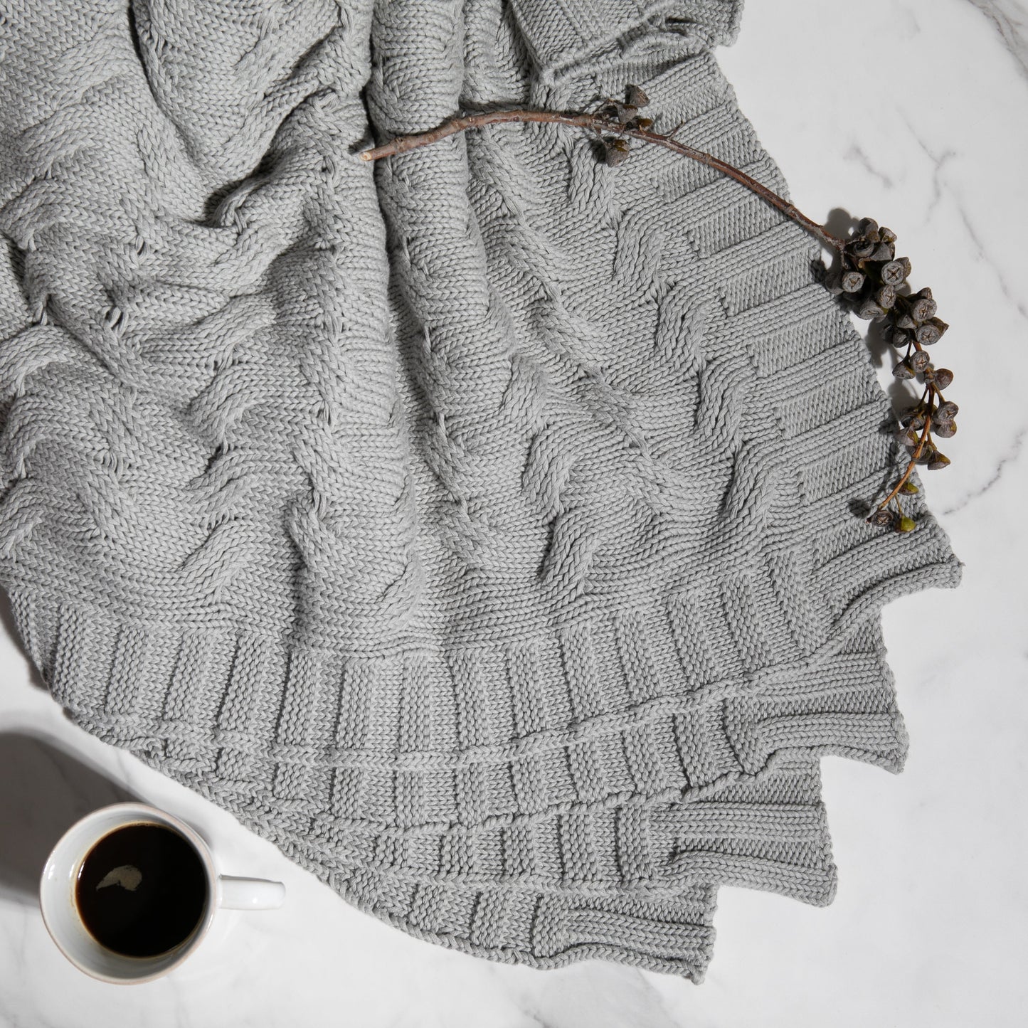 Chunky Cable Organic Cotton Throw Blanket