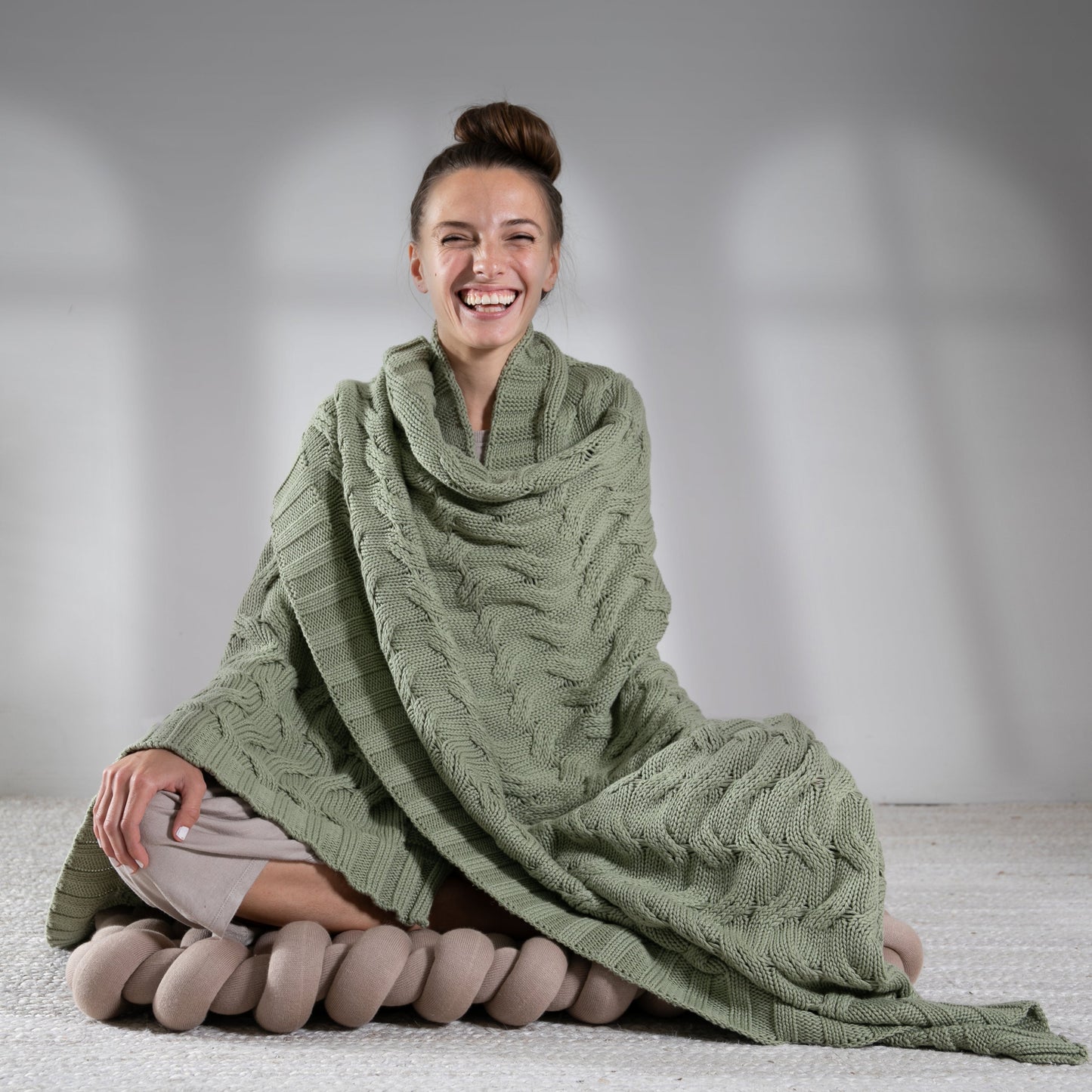 Chunky Cable Organic Cotton Throw Blanket