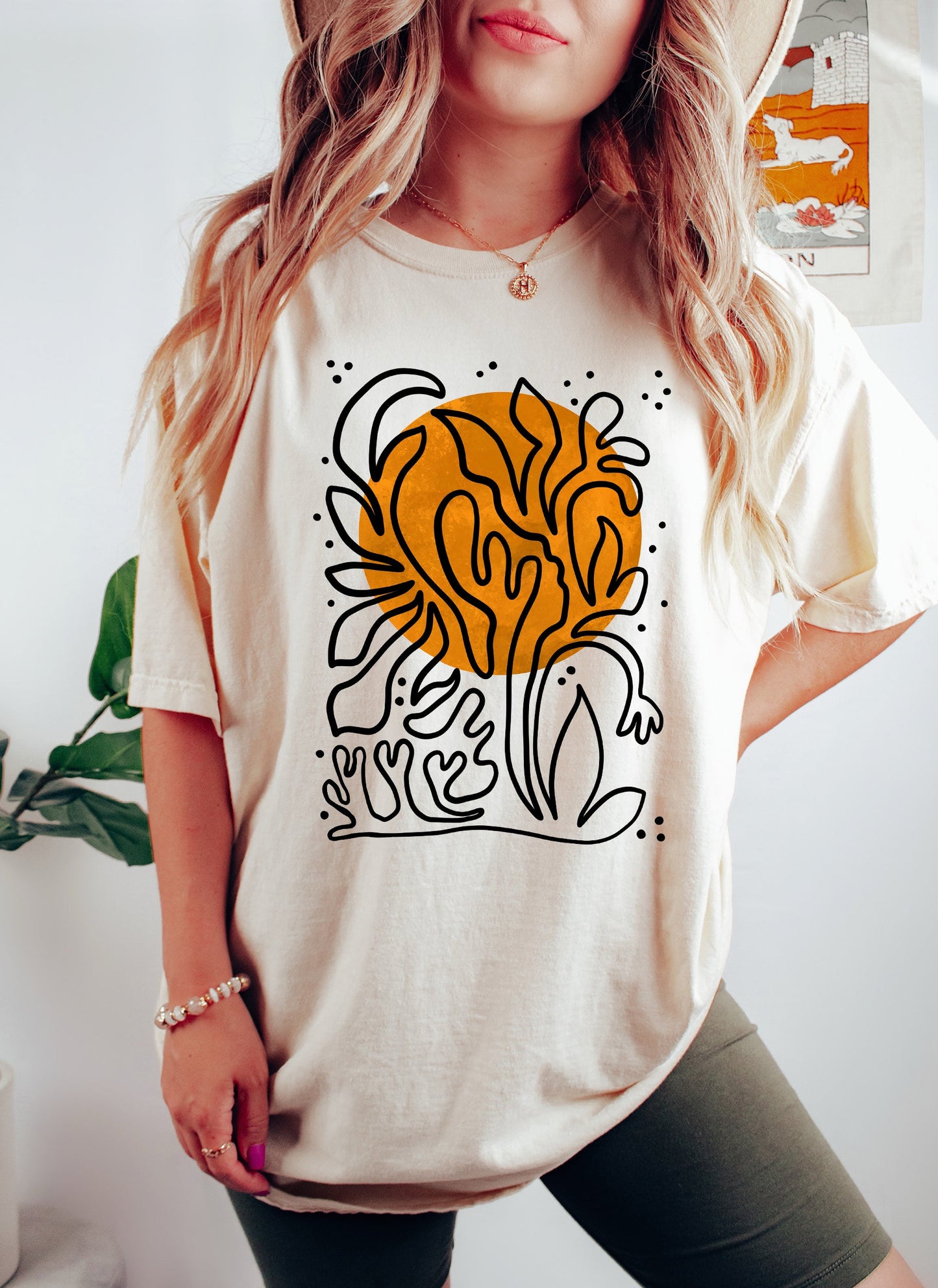 Abstract Stylized Sun and Flowers Comfort Colors Tshirt