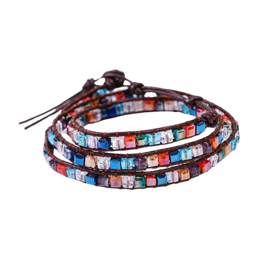 YGLINE 7 Chakra Balancing Leather Wrap Crystal Bracelet For Women Collection