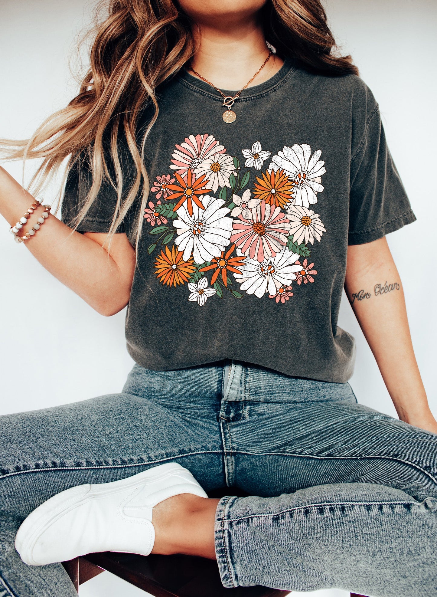 Boho Chic Wildflower Floral Comfort Colors Tshirt