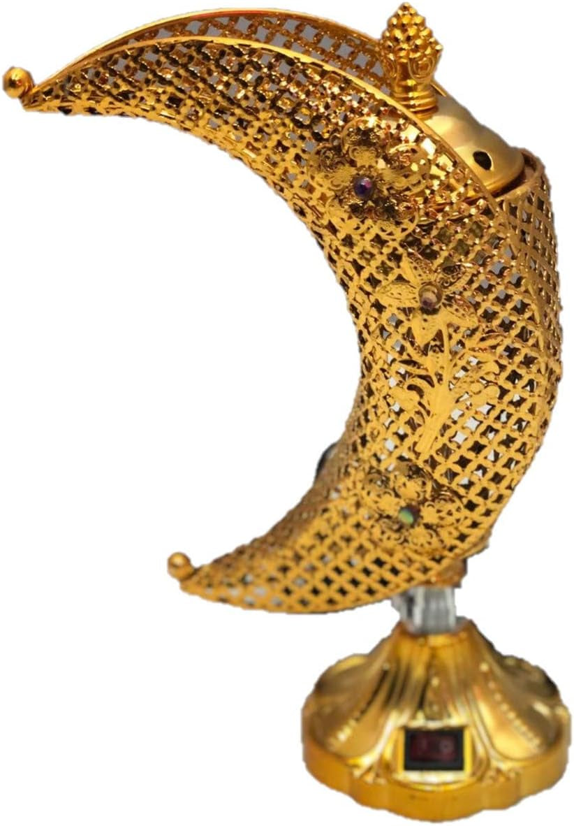 Electric Half Moon Shaped Incense Burner with Color Stones (Gold)