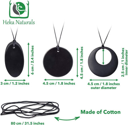 Shungite Crystal Necklace Pendant Set - Spiritual Jewellery & Chakra Necklace - Trendy Jewellery Healing Crystals Black Necklace for Negative Energy Protection
