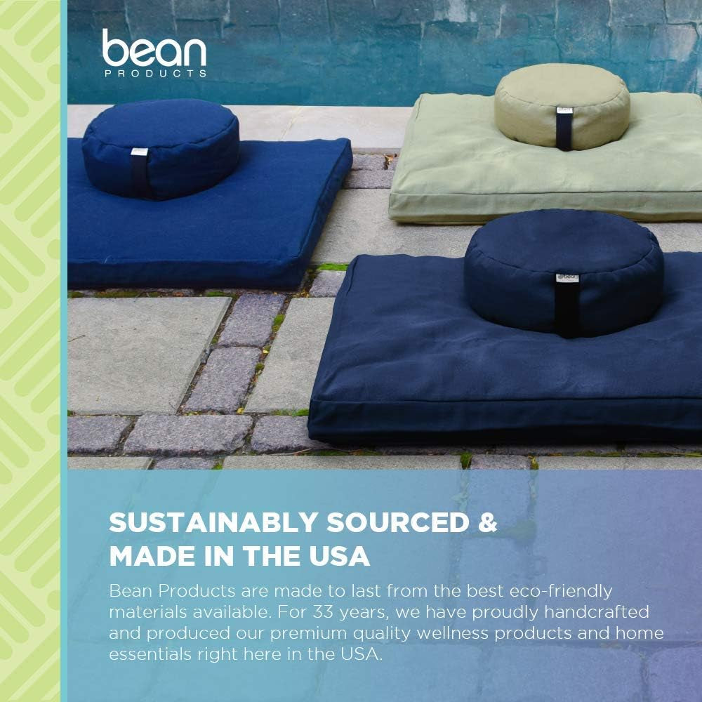 Zafu Meditation Pillows for Sitting on Floor, Yoga Cushion, Cotton/Buckwheat Fill Yoga Pillow, Zafu Meditation Cushion, Zen Kneeling Prayer Pad- Made in USA - 14" round - Natural