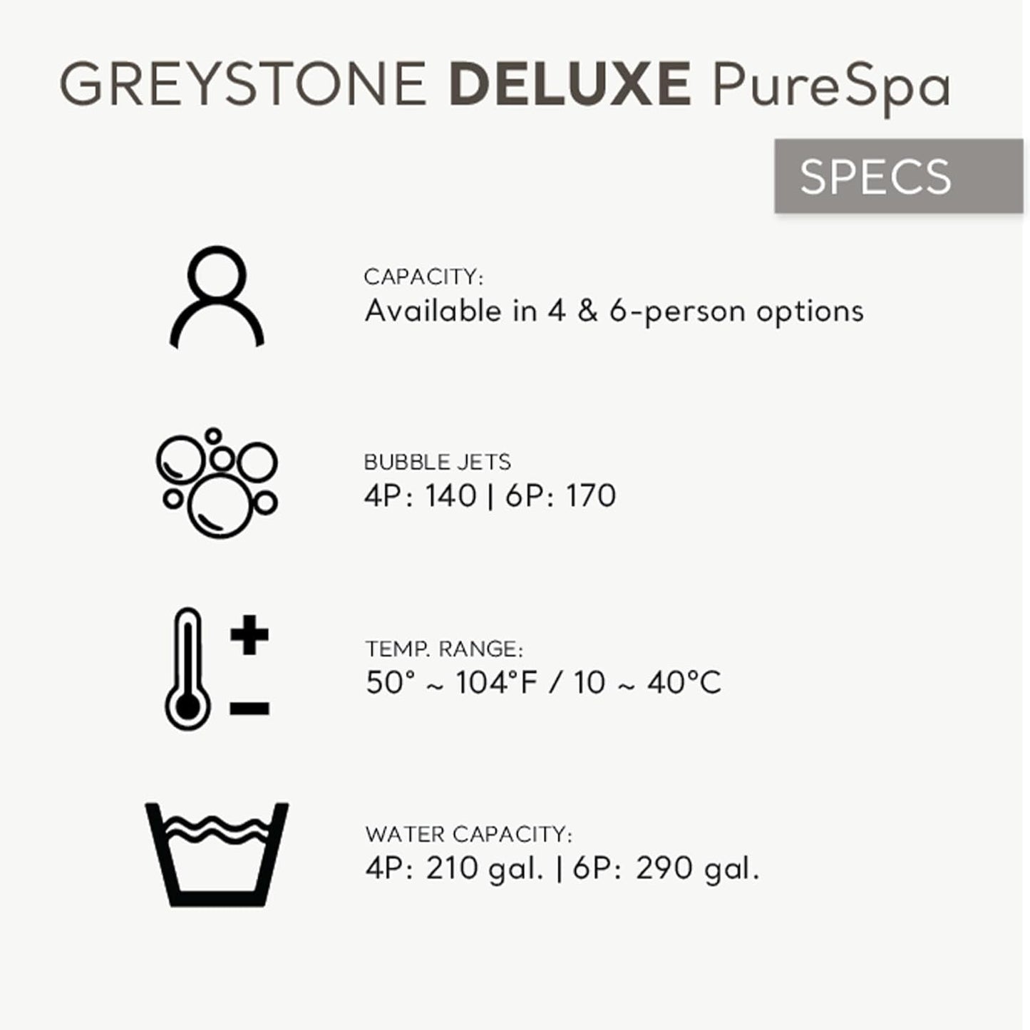 Purespa plus Greystone Square Hot Tub 6 Person Inflatable 94" Outdoor