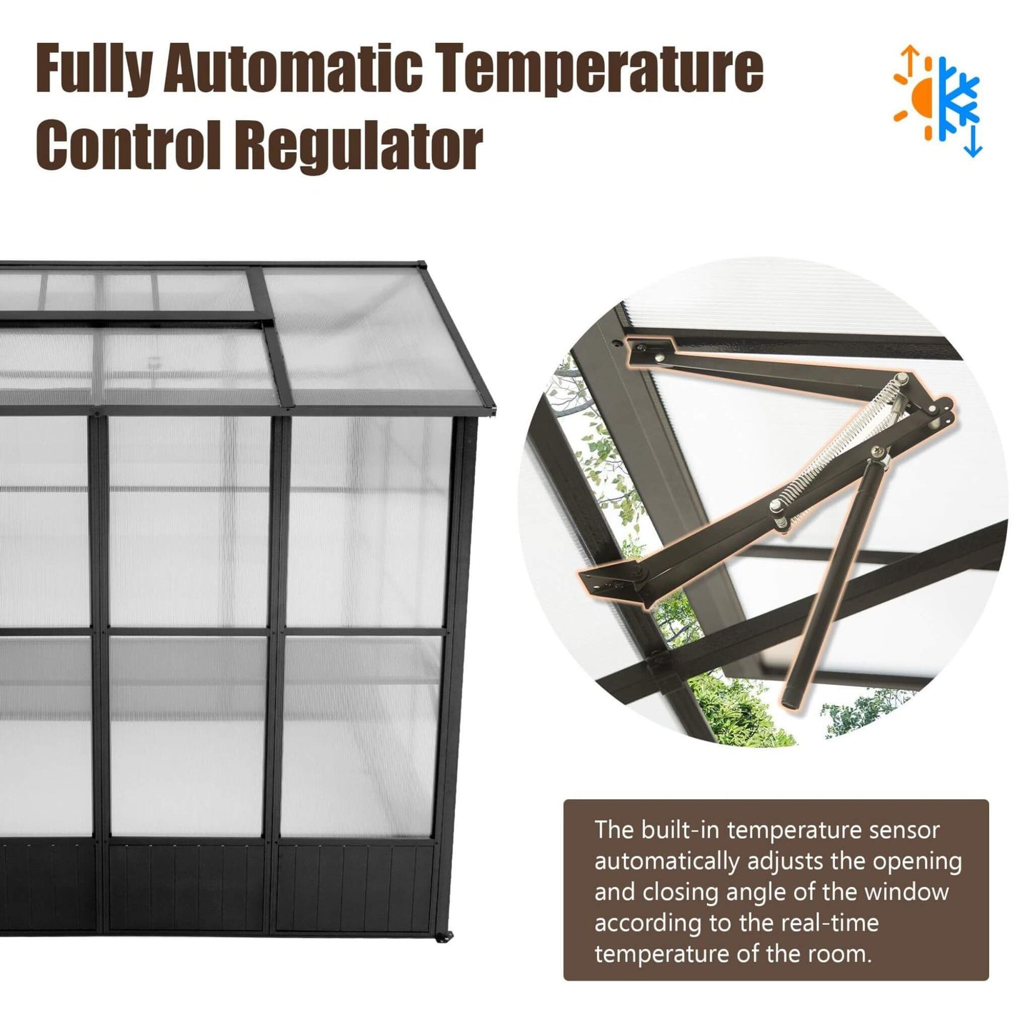 [06X08FT] Heavy Duty Outdoor Polycarbonate Greenhouse With Fully Automatic Temperature Control Vent (SAK51892)