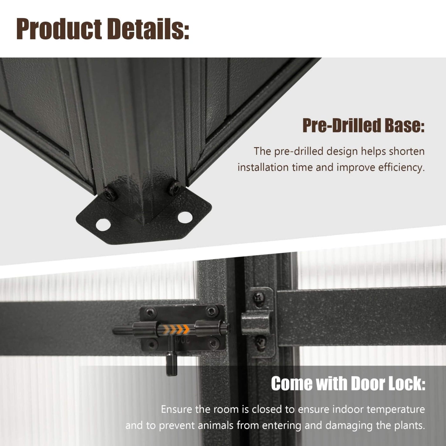 [06X08FT] Heavy Duty Outdoor Polycarbonate Greenhouse With Fully Automatic Temperature Control Vent (SAK51892)