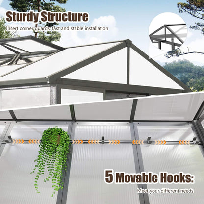 [06X08FT] Heavy Duty Outdoor Polycarbonate Greenhouse With Fully Automatic Temperature Control Vent (SAK51892)
