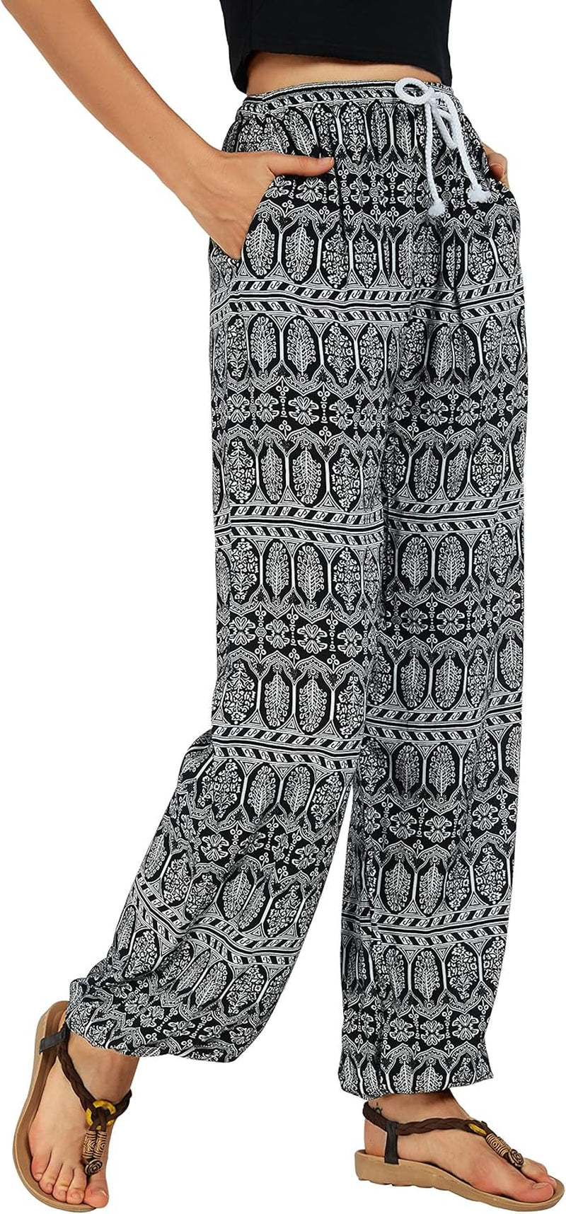Women'S Floral Print Summer Boho Pants Harem Beach Vacation Pants