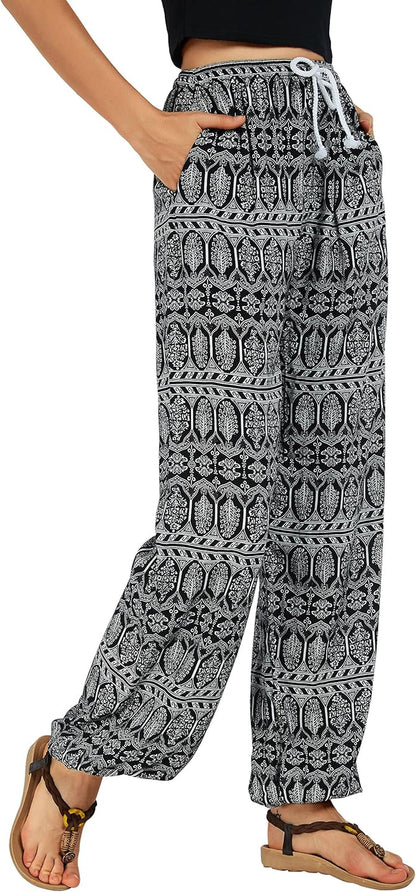 Women'S Floral Print Summer Boho Pants Harem Beach Vacation Pants