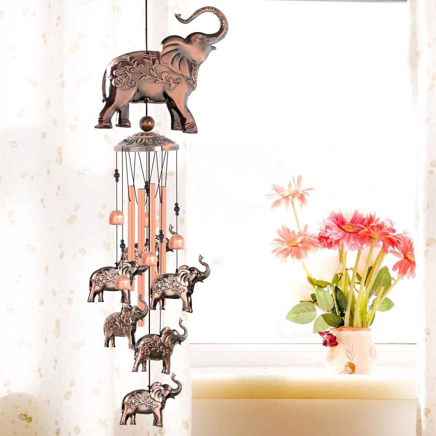 Elephant Wind Chimes, Elephant Room Decor Garden Decor Patio Decorations with S Hook Gifts for Mom Women Grandma Friends Mother