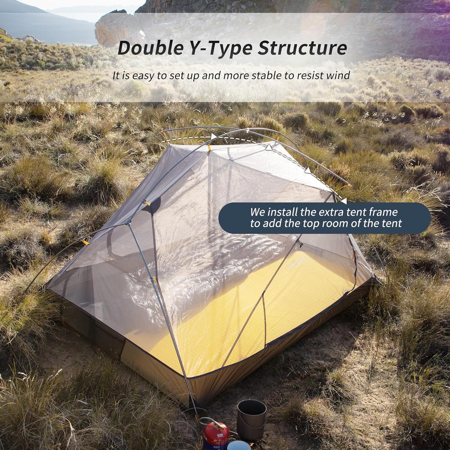 Mongar 2 Person 3 Season Camping Tent Ultralight Backpacking Tent for Hiking Cycling