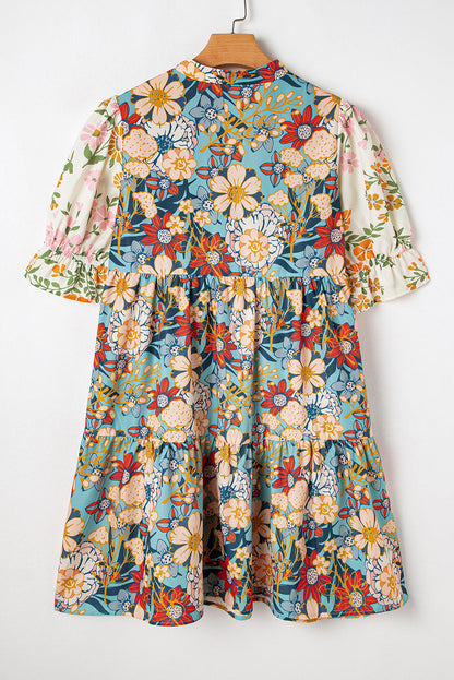 Livia Boho Floral Crochet V Neck Dress