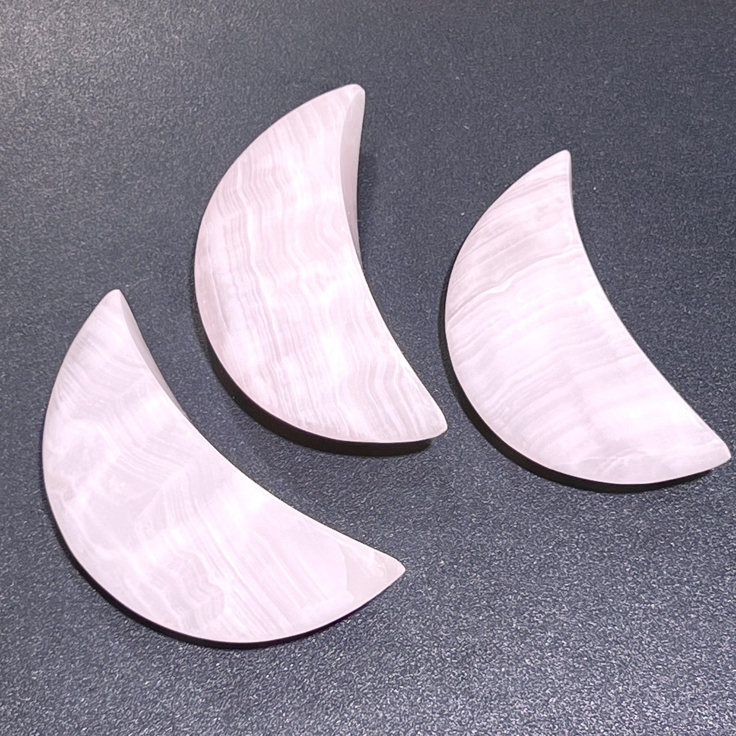 Pink Mangano Calcite Crystal Crescent Moon Carving (UV Reactive)