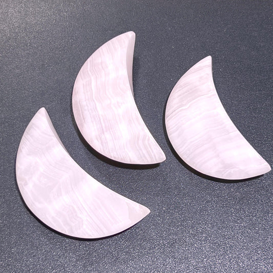 Pink Mangano Calcite Crystal Crescent Moon Carving (UV Reactive)