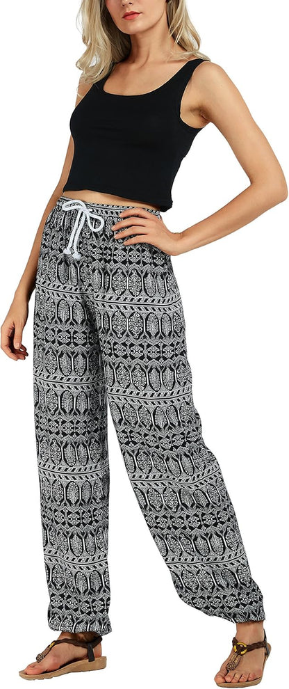 Women'S Floral Print Summer Boho Pants Harem Beach Vacation Pants