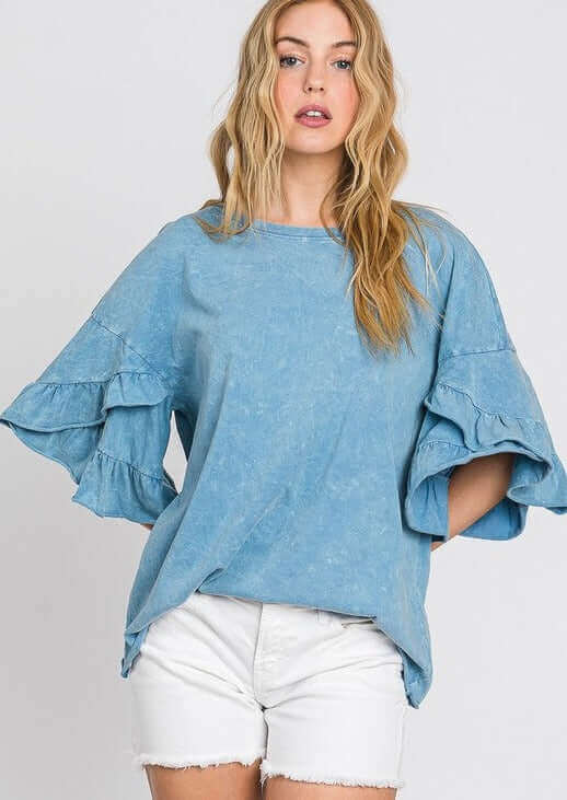 Tulip Sleeve Mineral Washed Tee Made in USA