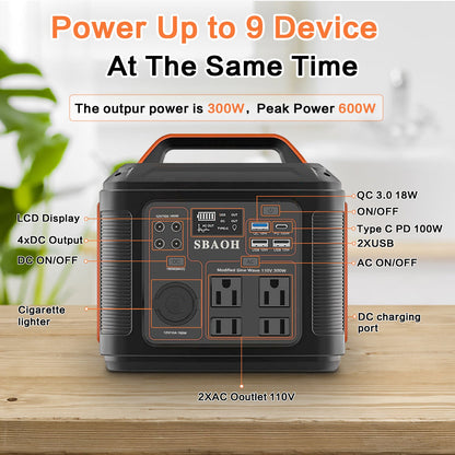 296Wh Portable Solar Power Station