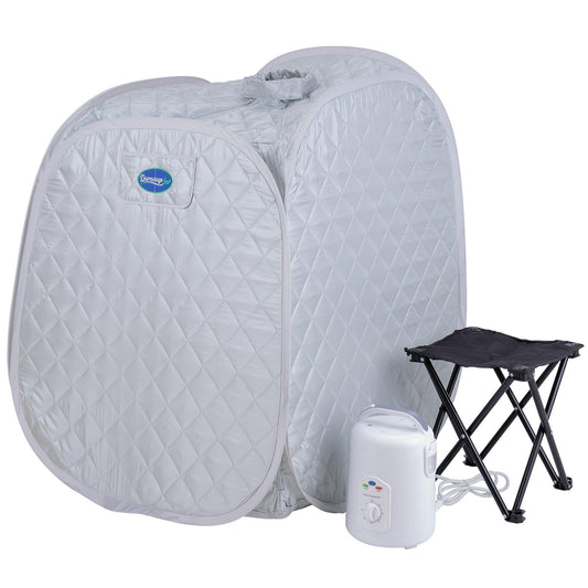 Personal Foldable Steam Sauna for Weight Loss, Detox, Relaxation at Home, 60 Minute Timer, 800 Watt Steam Generator, Chair Included (Silver)
