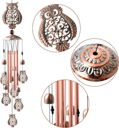 Copper Wind Chime, Owl Wind Chimes Outdoor, Garden Decor, Yard Decor, Memorial Wind Chime, Gifts for Women, Grandma