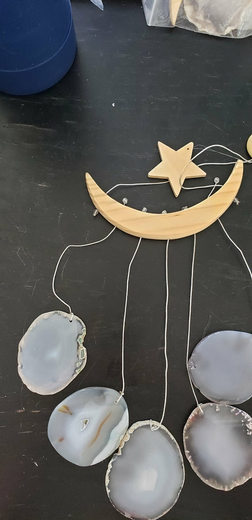 NEW Star & Crescent Moon Agate Wind Chime