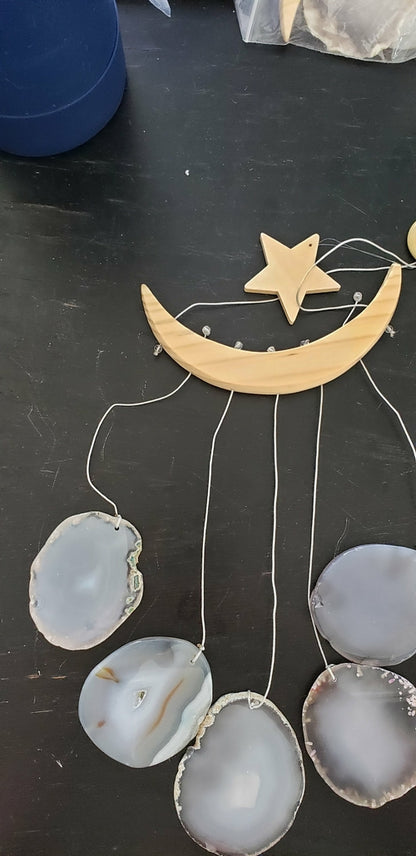 NEW Star & Crescent Moon Agate Wind Chime