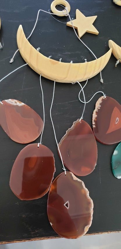 NEW Star & Crescent Moon Agate Wind Chime