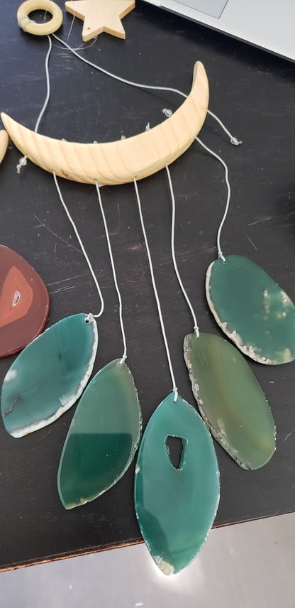 NEW Star & Crescent Moon Agate Wind Chime