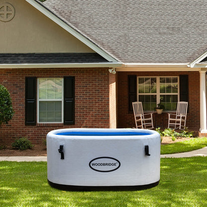 WOODBRIDGE Inflatable Oval Ice Bath Cold Plunge Tub with PVC Insulated Lid, Hand Pump and Repair Kit Included, Anti-Slid Bottom