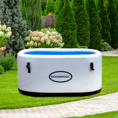 WOODBRIDGE Inflatable Oval Ice Bath Cold Plunge Tub with PVC Insulated Lid, Hand Pump and Repair Kit Included, Anti-Slid Bottom