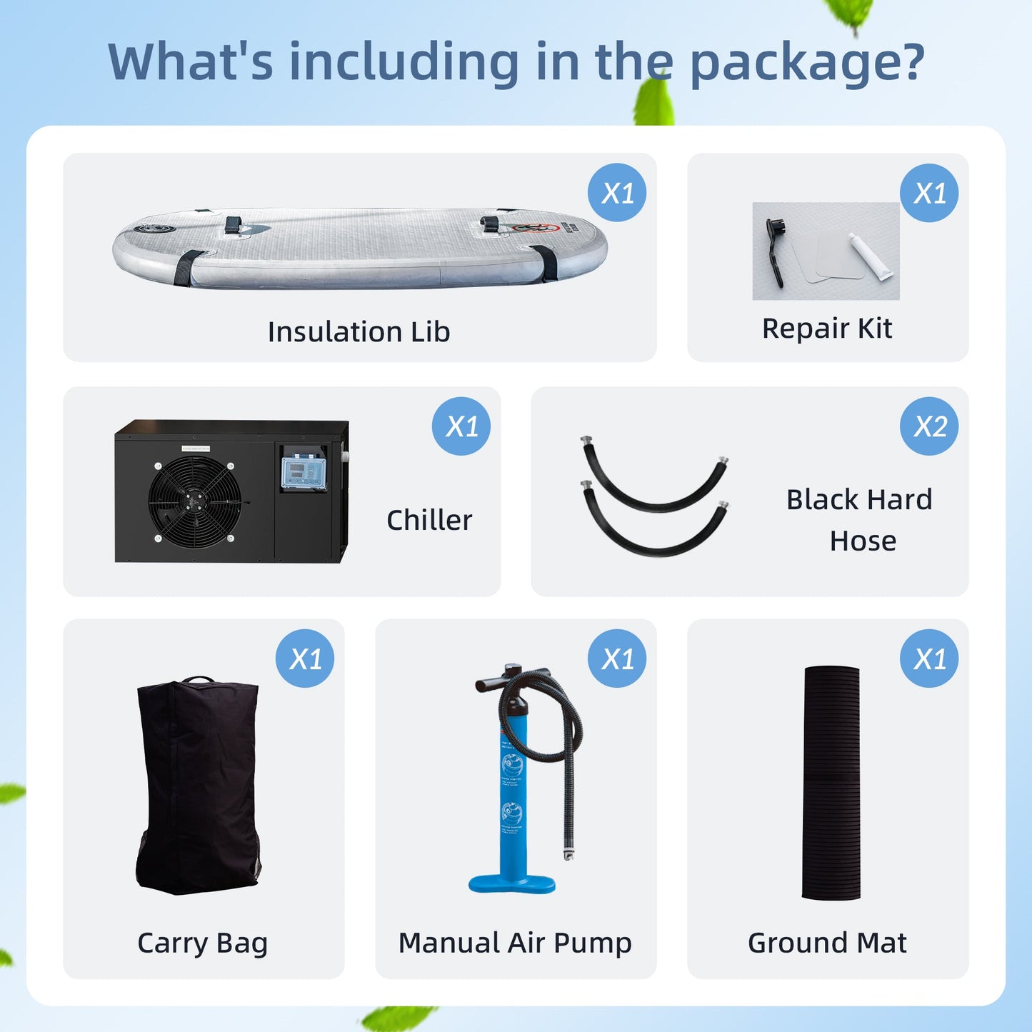 WOODBRIDGE Inflatable Cold Plunge Tub with 1 HP Cooling and Heating Chiller,Filter circulation system, PVC Insulated Lid, Hand Pump and Repair Kit Included, Anti-Slid Bottom