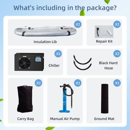 WOODBRIDGE Inflatable Cold Plunge Tub with 1 HP Cooling and Heating Chiller,Filter circulation system, PVC Insulated Lid, Hand Pump and Repair Kit Included, Anti-Slid Bottom