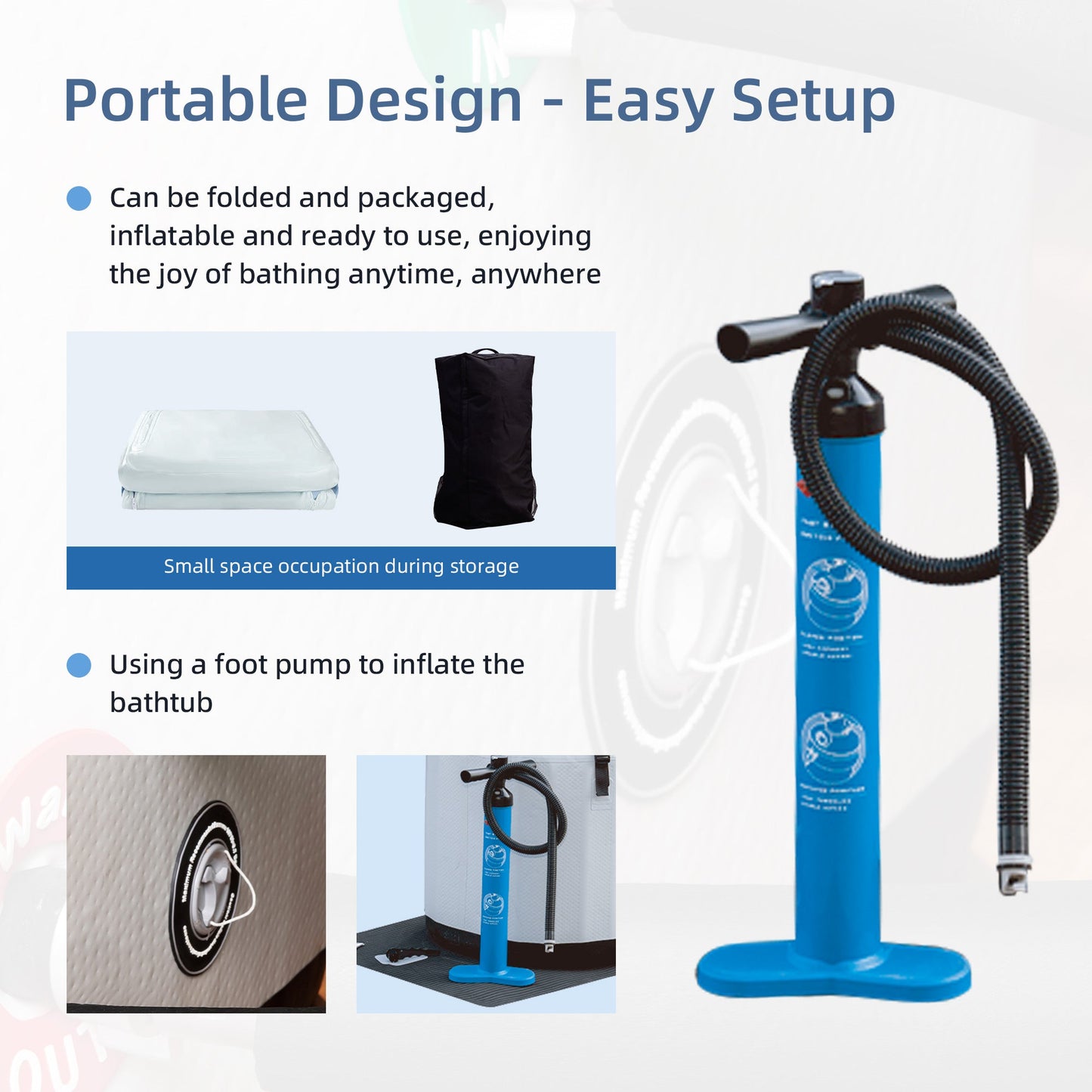 WOODBRIDGE Inflatable Cold Plunge Tub with 1 HP Cooling and Heating Chiller,Filter circulation system, PVC Insulated Lid, Hand Pump and Repair Kit Included, Anti-Slid Bottom