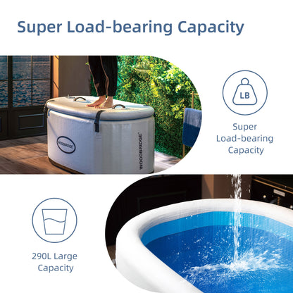 WOODBRIDGE Inflatable Cold Plunge Tub with 1 HP Cooling and Heating Chiller,Filter circulation system, PVC Insulated Lid, Hand Pump and Repair Kit Included, Anti-Slid Bottom
