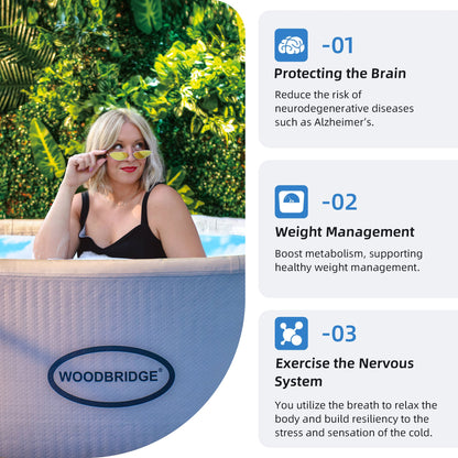 WOODBRIDGE Inflatable Cold Plunge Tub with 1 HP Cooling and Heating Chiller,Filter circulation system, PVC Insulated Lid, Hand Pump and Repair Kit Included, Anti-Slid Bottom